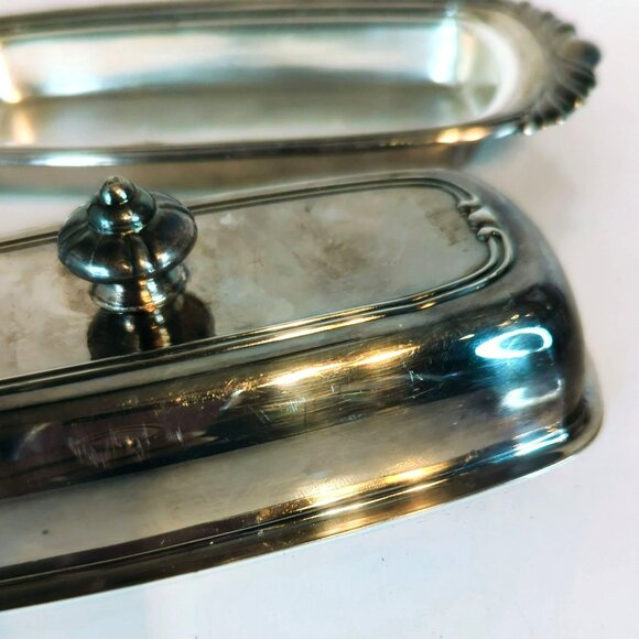 Vintage Oneida Silver-Plated Butter Dish With Ornate Lid Rectangular Shape - Picture 8 of 9